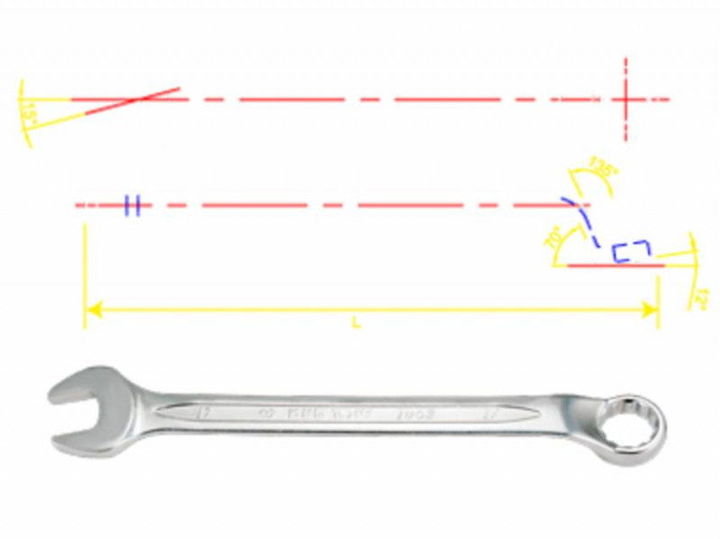 Ключ ріжково-накидний з вигином 45 градусів 6 мм-1063-06