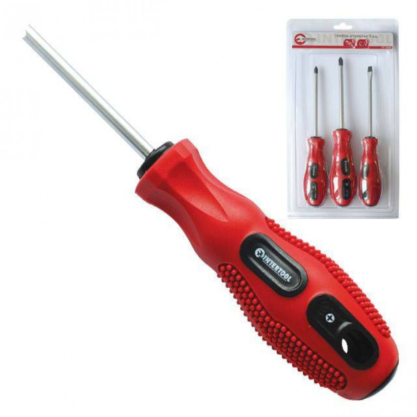 Набір викруток 3ед. (SL5 * 100, PH1 * 100, PH2 * 100) Cr-V INTERTOOL VT-2004-VT-2004