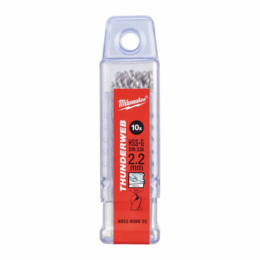 Свердло по металу THUNDERWEB HSS-G MILWAUKEE, Ø2,2х53мм, (10шт)-4932459835