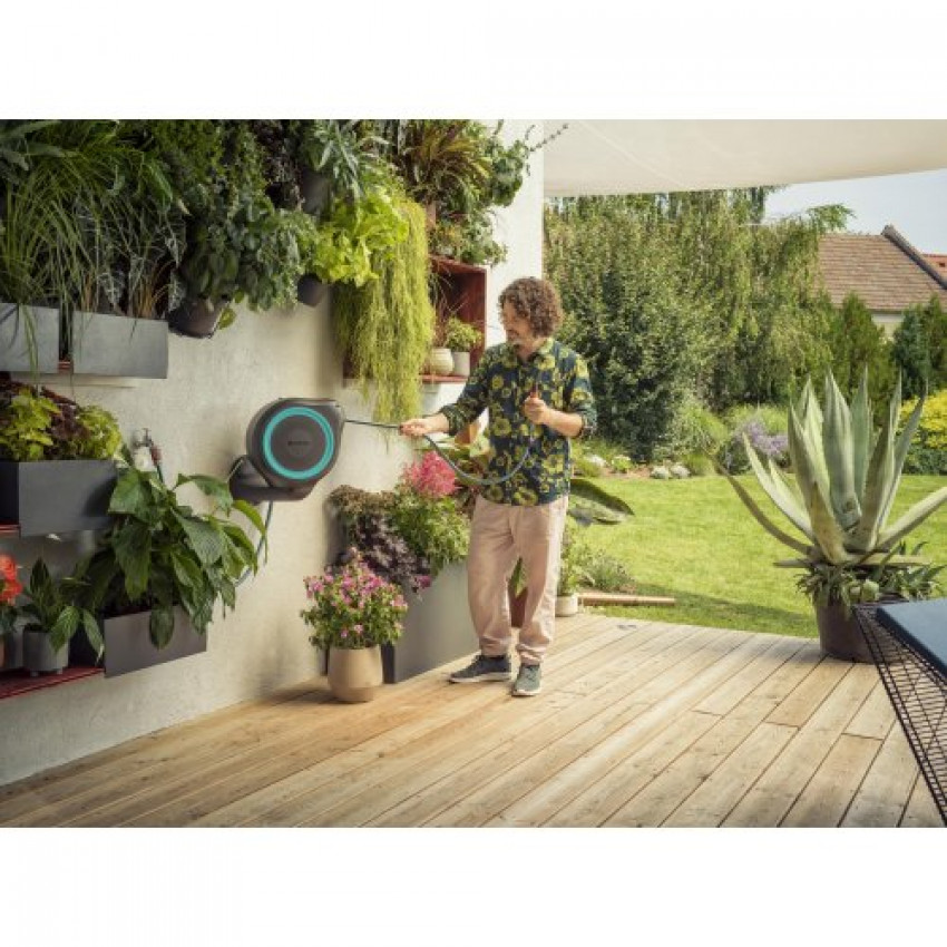Котушка настінна Gardena RollUp S бірюзова + набір для поливу 15 м-18600-20.000.00