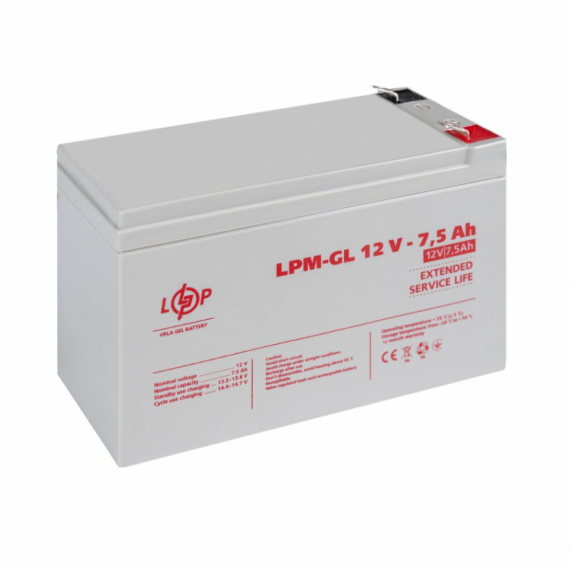 Розпродаж (6562) Акумулятор гелевий LPM-GL 12V - 7.5 Ah (11-2024)-