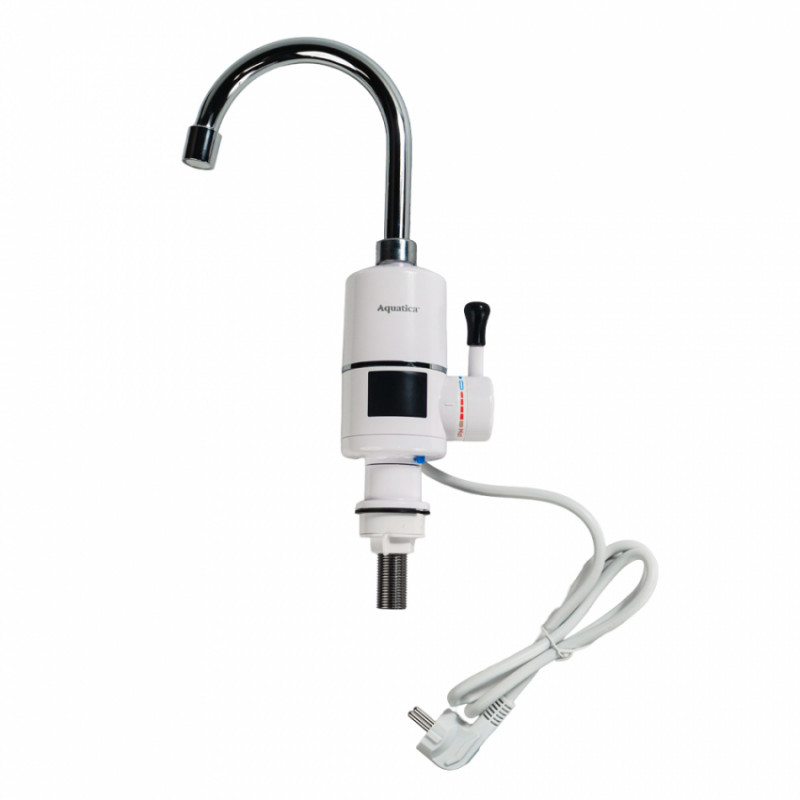 Кран-водонагрівач проточний s96 3.3кВт для кухні вилив вухо на гайці з індикатором і термостатом AQUATICA (9796133)-9796133
