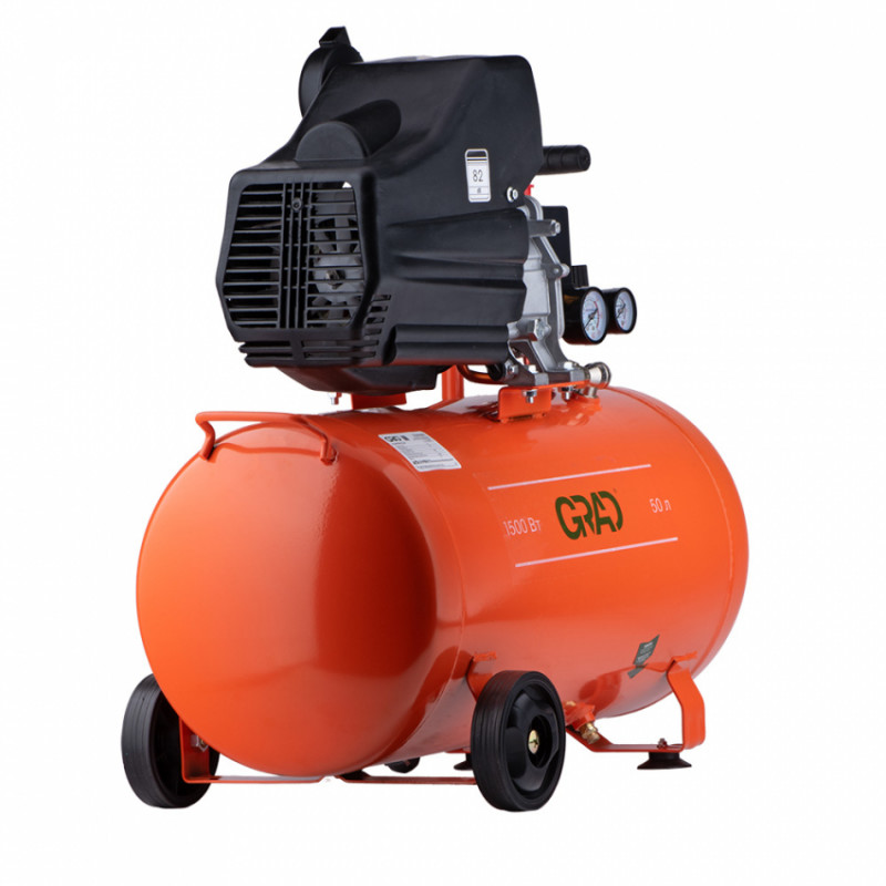 Компресор одноциліндровий 1.5кВт 198л/хв 8бар 50л (2 крана) GRAD (7043565)-7043565