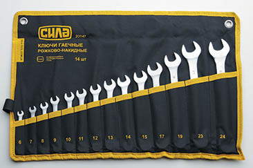 Набір ключів рожково - накидних у чохлі CrV 6-24мм (14шт) СИЛА-201147