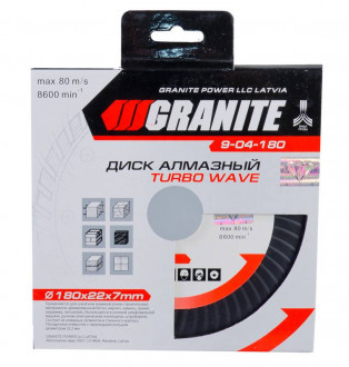 GRANITE Диск алмазний TURBO WAVE 180 мм GRANITE, Арт.: 9-04-180