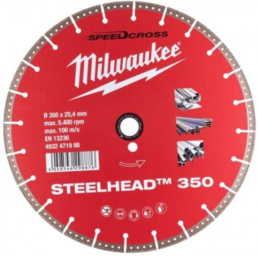 Диск алмазний Steelhead 350 MILWAUKEE, Ø350мм, по металу-4932471988