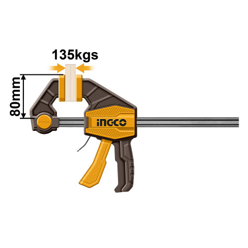 Струбцина швидкозатискна 80×600 мм INGCO INDUSTRIAL-HQBC24802