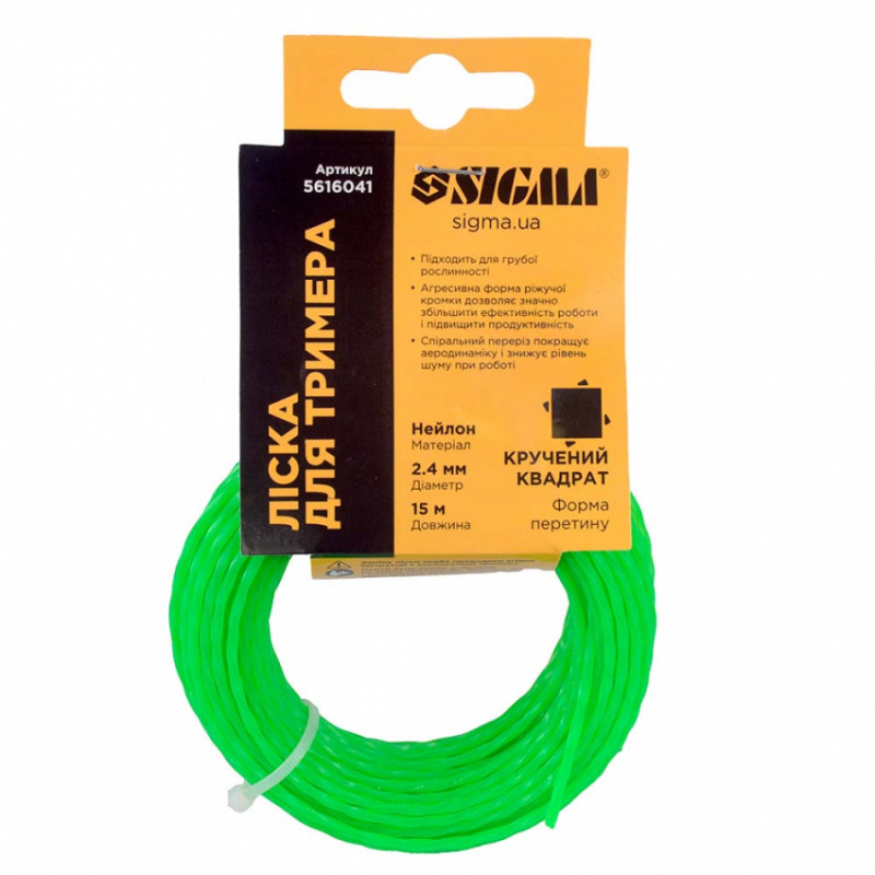 Лісочка для тримера кручений квадрат Ø2.4мм 15м Sigma (5616041)-5616041
