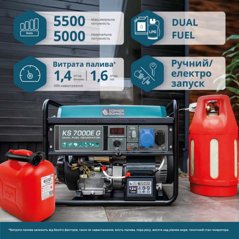 Генератор газобензиновий «Könner & Söhnen» KS 7000E G-KS 7000E G