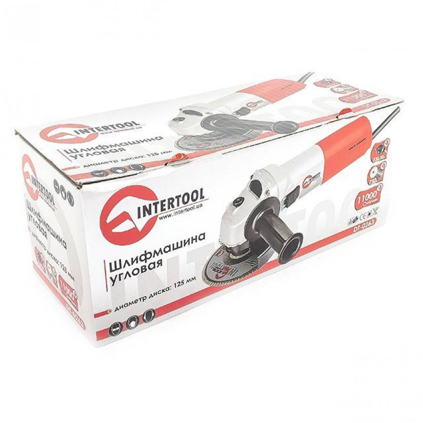 Шліфмашина кутова 750 Вт, 11000 об/хв,125 мм INTERTOOL DT-0263-DT-0263