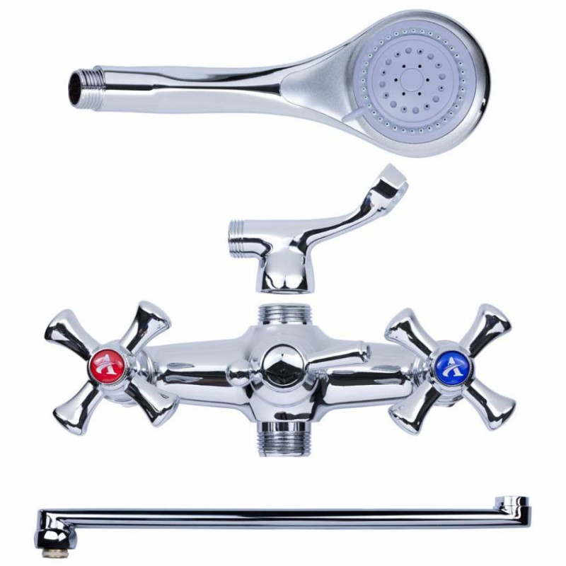 Змішувач PL 1/2" для ванни гусак прямий 350мм дивертор вбудований кульовий AQUATICA PL-5C255C (9777210)-9777210