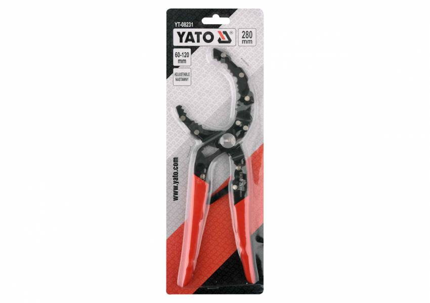 Кліщі для масляних фільтрів YATO: Ø60-120 мм, L=280 мм-YT-08231