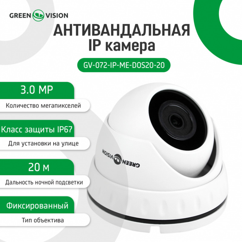 Антивандальна IP камера GV-072-IP-ME-DOS20-20 ЗMP-