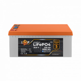 Акумулятор LP LiFePO4 25,6V - 230 Ah (5888Wh) (BMS 200A/100А) пластик LCD Smart BT-[articul]