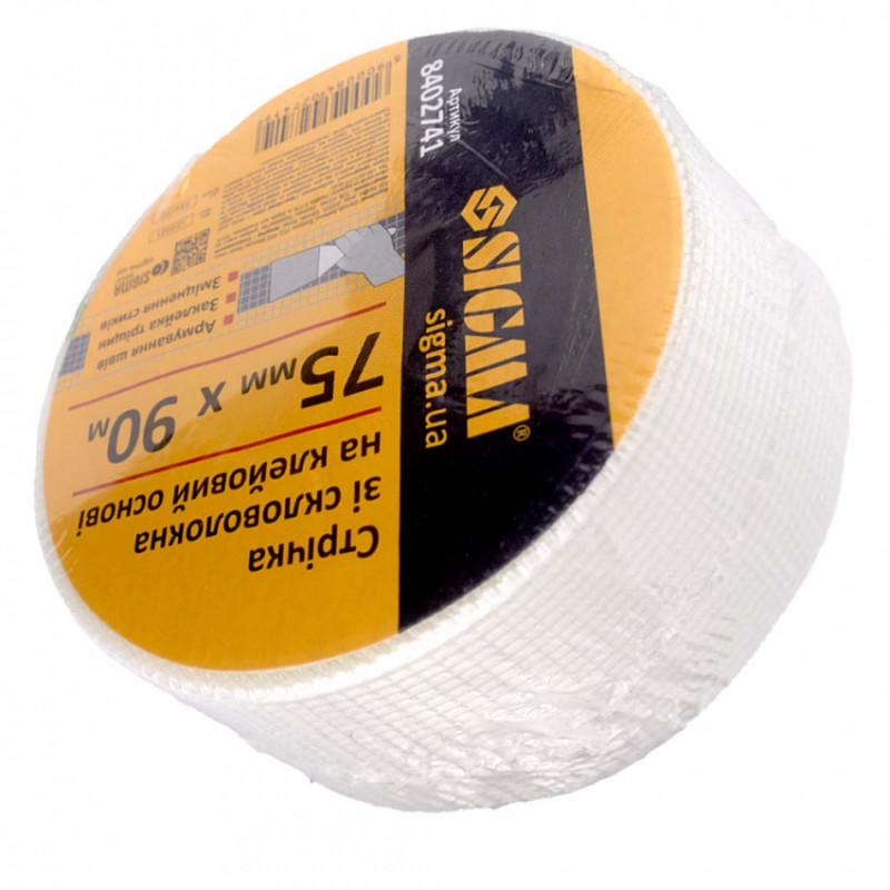 Стрічка склотканина на клейовій основі 75ммх90м Sigma (8402741)-8402741