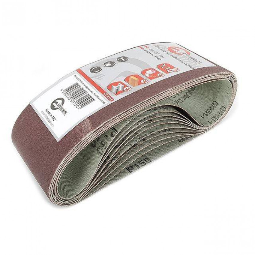 Стрічка шліфувальна, 75×457 мм, зерно K150, 10 шт. INTERTOOL BT-0315-BT-0315