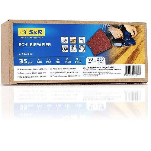Набір шліфувальних аркушів S & R 93x230 мм, 35 шт-232093035