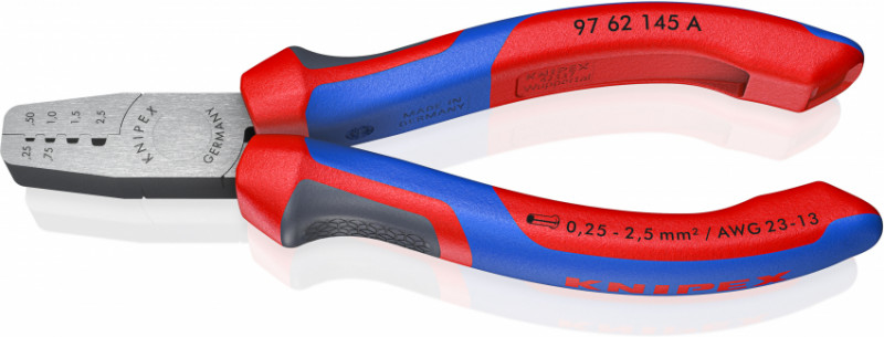 Інструмент для обтиску контактних гільз 0,25-16,0мм.кв.,145мм KNIPEX 97 62 145 А SB, фосфатований-97 62 145 A SB