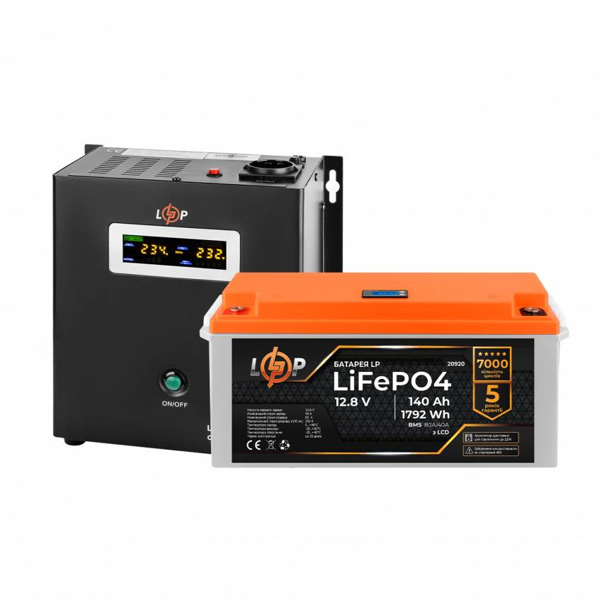 Комплект резервного живлення LP (LogicPower) ДБЖ + літієва (LiFePO4) батарея (UPS W800+ АКБ LiFePO4 1792W)-