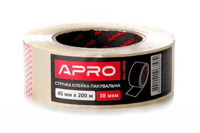 Стрічка клейка пакувальна 38мкм 45мм 200м APRO-[articul]