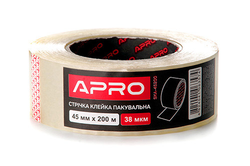 Стрічка клейка пакувальна 38мкм 45мм 200м APRO-SKA-45200
