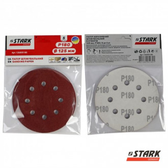 Папір шліфувальний Stark D125 мм 8 отворів з. 180 5 шт.