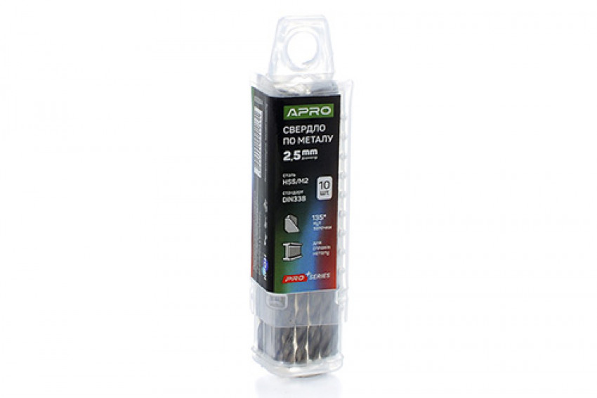 Свердло по металу HSS/M2 (6542) Ø2,5мм (тубус, кратно 10шт) PRO APRO-830664