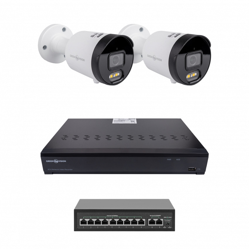 ¶Комплект відеоспостереження на 2 камери GV-IP-K-W102/2 4MP (Ultra AI)-