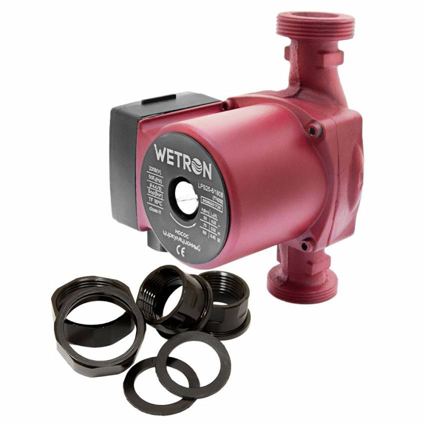 Насос циркуляційний 100W Hmax 6m Qmax 50l / min ½1½ "180mm Bordeaux nut Ø1" Wetron (774232)-774232