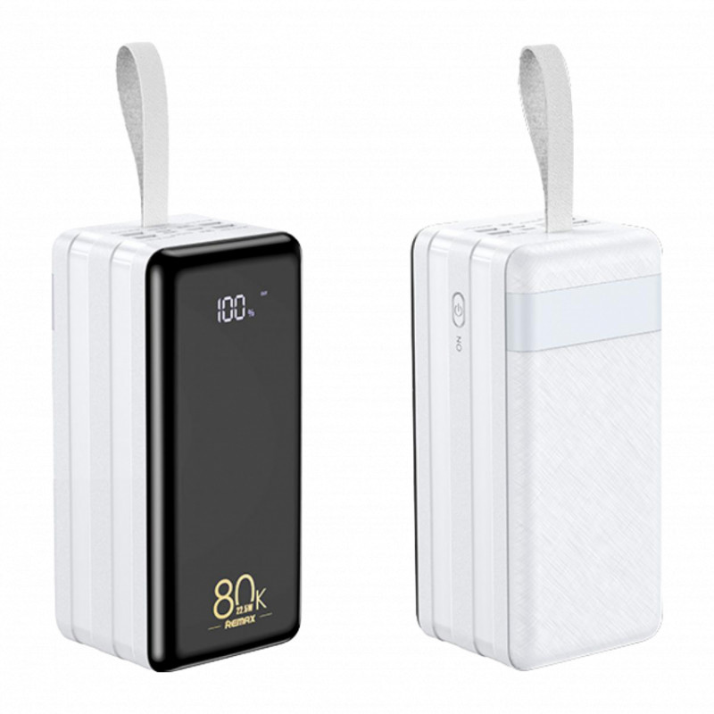 Зовнішній акумулятор Remax Chinen 80000mAh QC 22.5W LED лампа білий (RPP-291)-