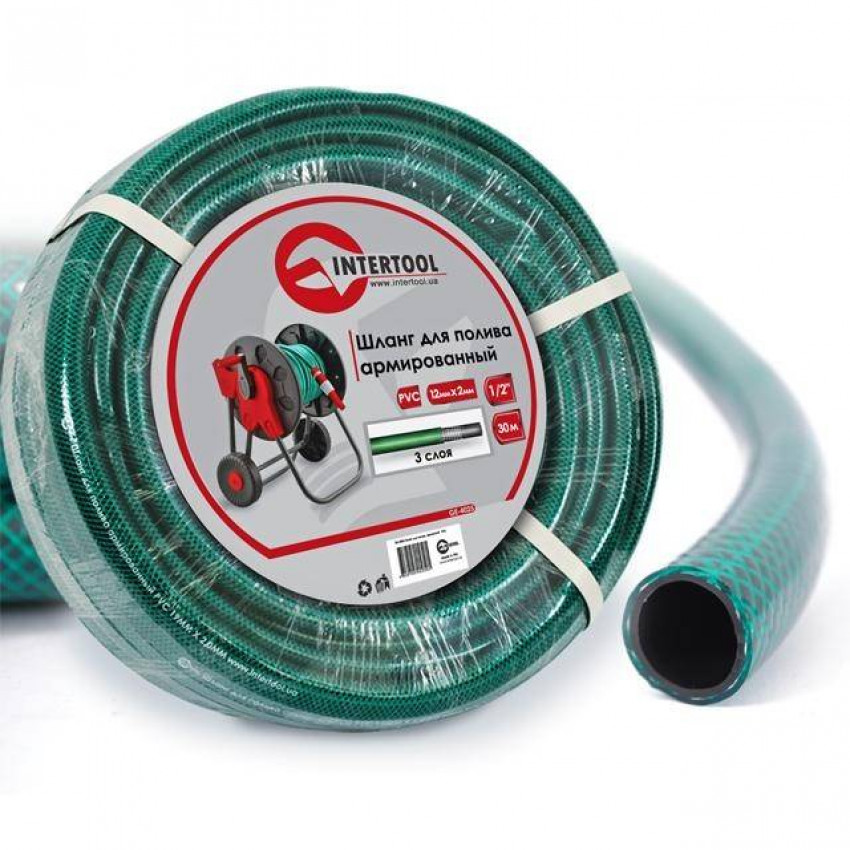 Шланг для поливу 3- х шаровий 1/2 ", 30м, армований PVC INTERTOOL GE-4025-GE-4025