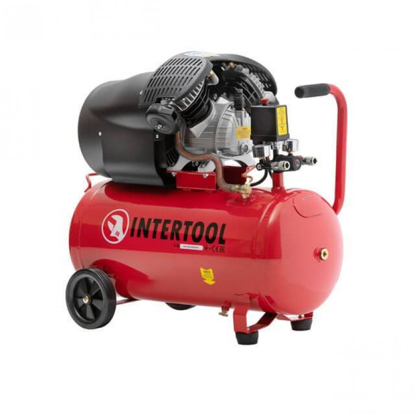 Компресор 50 л, 2.23 кВт, 220 В, 10 aтм, 354 л/хв, 2 циліндри. INTERTOOL PT-0004-PT-0004