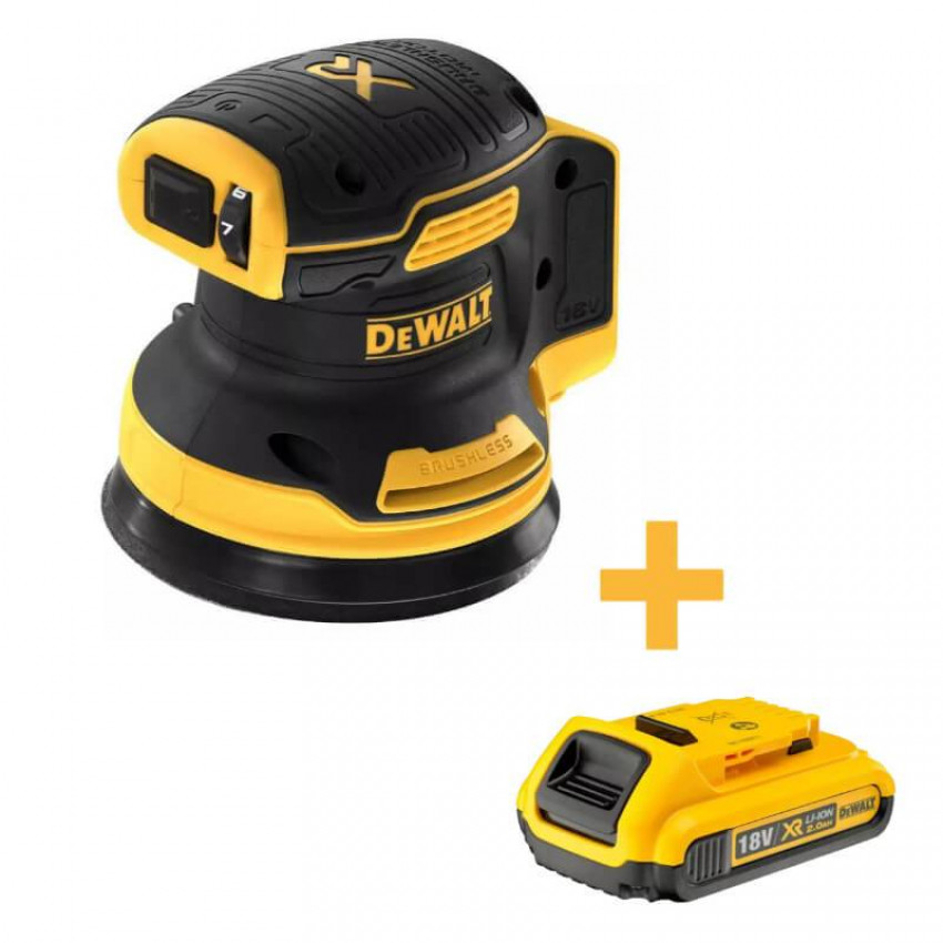 Шліфмашина ексцентрикова акумуляторна безщіткова DeWALT DCW210N DCB183-DCW210N+DCB183