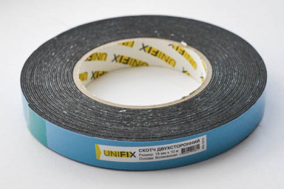Стрічка клейка двостороння на вспіненій основі 19мм*10м чорна UNIFIX-[articul]