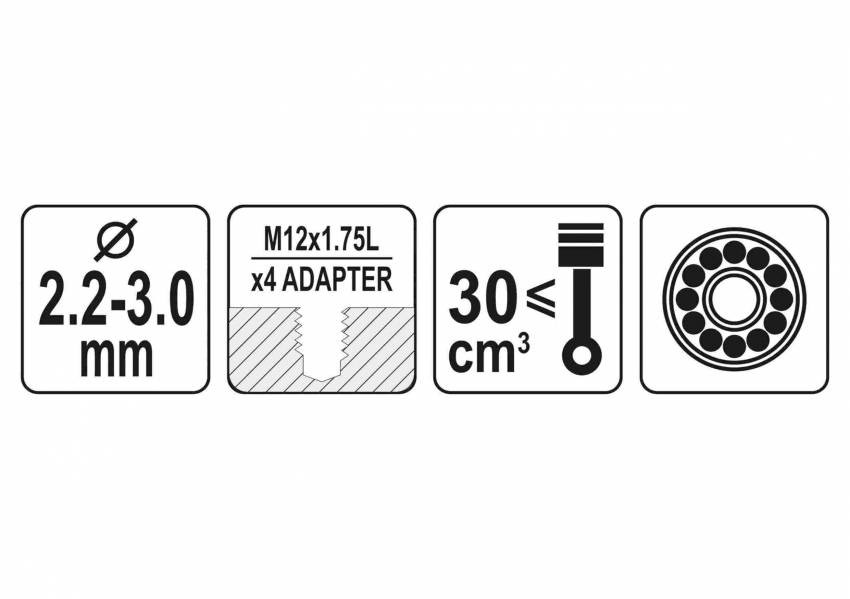 Головка для кріплення жилки до газонокосарок YATO Ø2.2-3 мм M12x1.75 + 4 адаптера-YT-85121