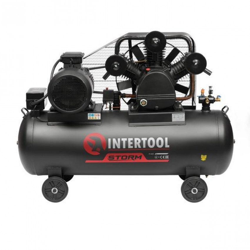 Компресор 300л, 11 кВт, 380 В, 10 aтм, 1600 л/хвил. 3 циліндри INTERTOOL PT-0050-PT-0050