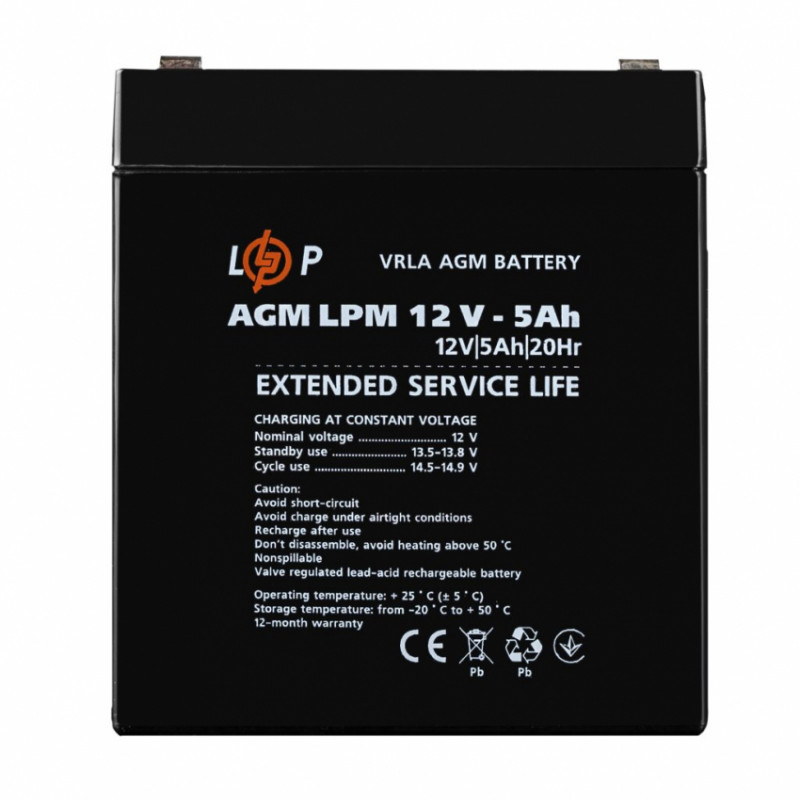 Розпродаж (3861) Акумулятор AGM LPM 12V - 5 Ah (11-2024)-