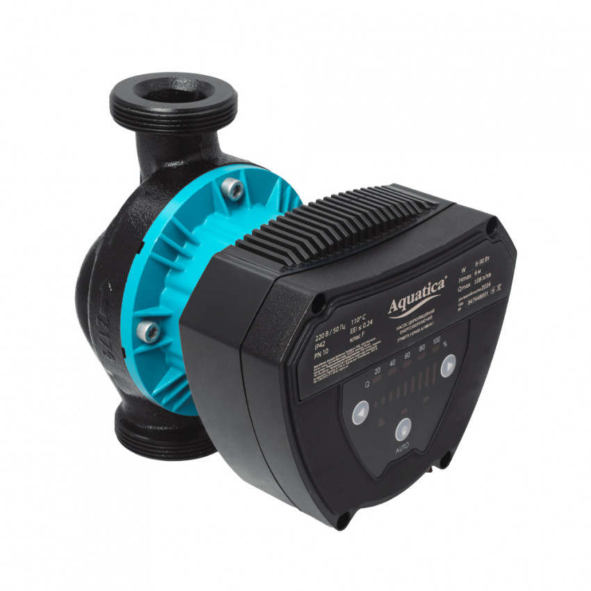 Насос циркуляційний енергозберігаючий 6-90Вт Hmax 6м Qmax 108л/хв Ø2" 180мм + гайки Ø1¼" AQUATICA GPA32-6/180 IV (774073)-774073