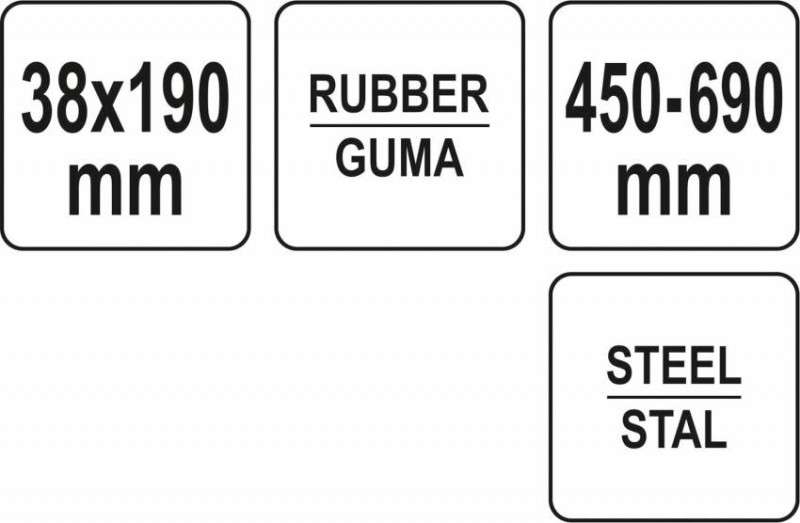 Валик притискний гумовий YATO Ø38 x 190 мм, сталева телескопічна ручка 450-690 мм-YT-44152