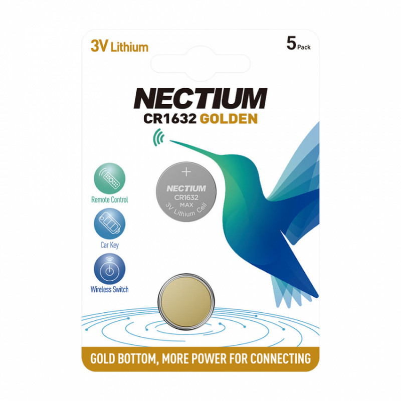 Літієва батарейка Nectium "таблетка" 1632 5шт/уп blister-NEC CR1632-5B