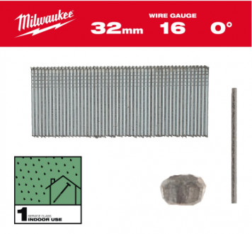 Цвяхи оцинковані з Т-образною головкою MILWAUKEE 16G/0 градусів/32мм, (5000шт)-[articul]