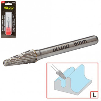 Alloid Pro. Борфреза твердосплавна по металу, тип L, D-8мм, d-6мм, L-67мм-[articul]
