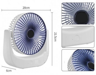 Настільний вентилятор F138 побутовий кондиціонер з 3 режимами швидкості USB безшумний, Білий/Синій