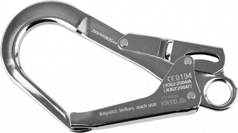 Карабін сталевий, автозапираючий YATO із розлученням – 54 мм, l = 220 мм.-YT-74230