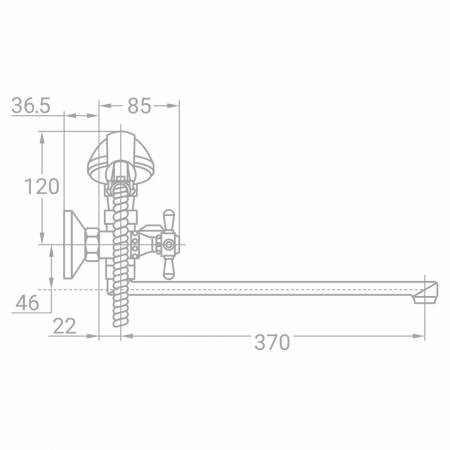 Змішувач VD 1/2" для ванни гусак прямий 400мм дивертор вбудований картриджний TAU (VD-2C261C)-VD-2C261C
