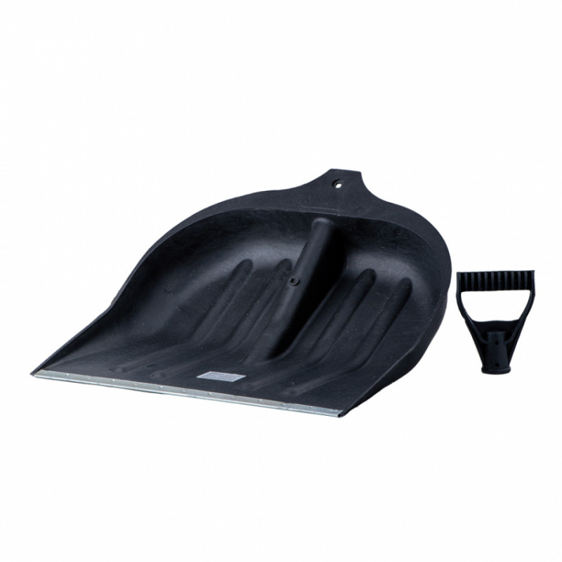 Лопата для снігу/зерна пластикова з оцинкованою планкою Lite 490×495мм (чорна) GRAD (5049655)-5049655