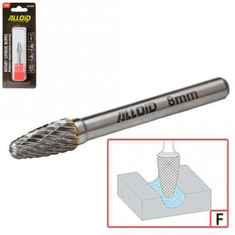 Alloid Pro. Борфреза твердосплавна по металу, тип F, D-8мм, d-6мм, L-63мм-[articul]