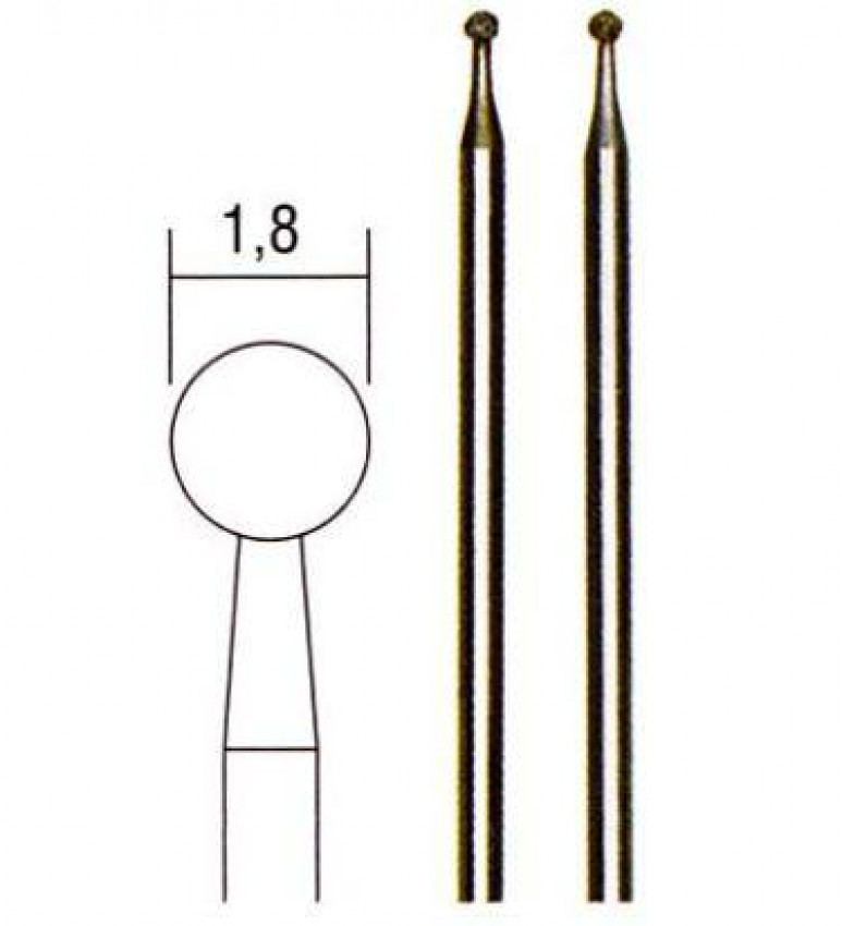 Алмазні бори, 2 шт., сфера, діам. 1,8 мм-PRO-28222