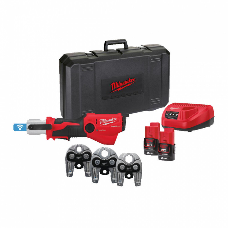 Обтискач гідравлічний акумуляторний для труб MILWAUKEE, M12 ONEHPT-202C MAPRESS SET (зарядний пристрій С12 С, 2 акумулятори М12-4933481038