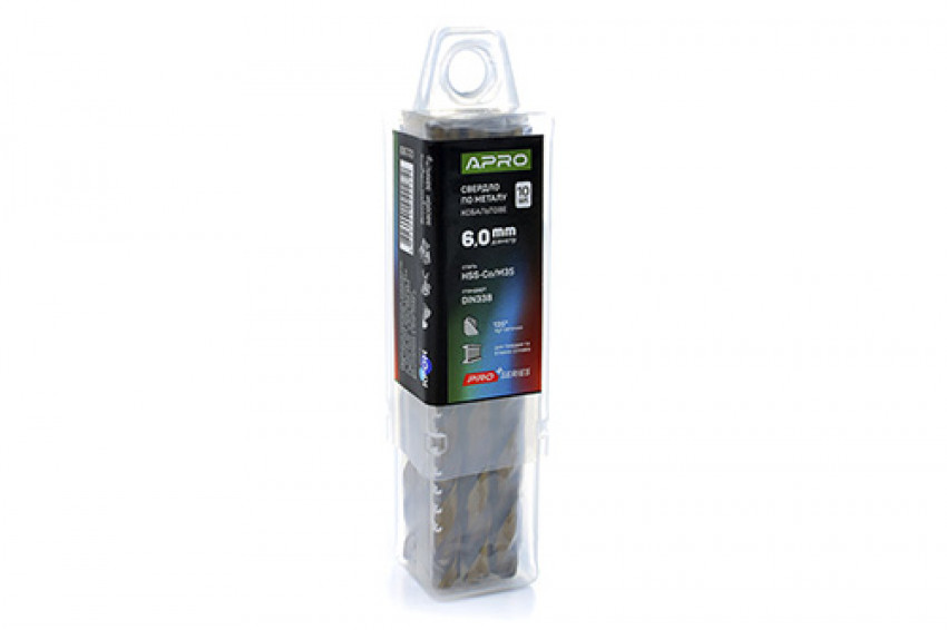 Свердло по металу кобальтове HSS-Co/M35 Ø6.0мм (тубус, кратно 10шт) PRO APRO-830720